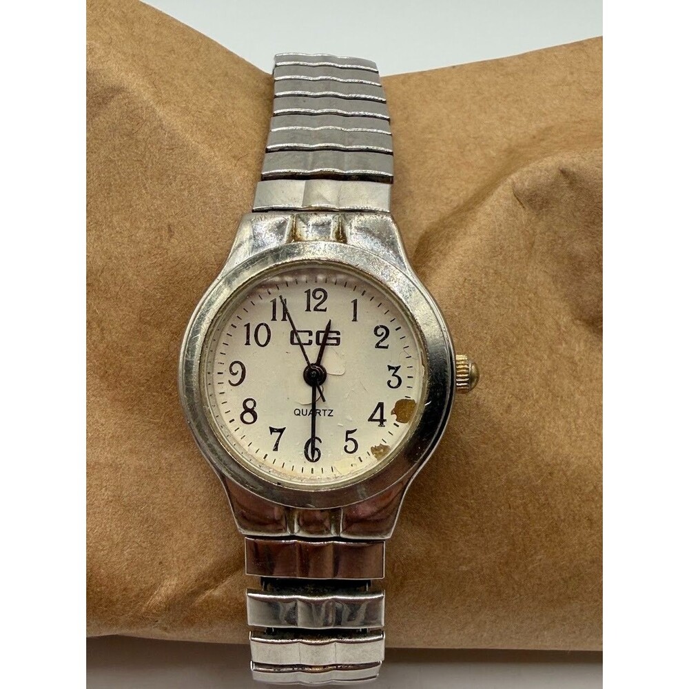 CG CG221L Quartz Watch Silver Tone Stretch Band Unisex Parts Repair